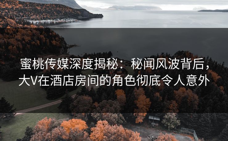 蜜桃传媒深度揭秘：秘闻风波背后，大V在酒店房间的角色彻底令人意外