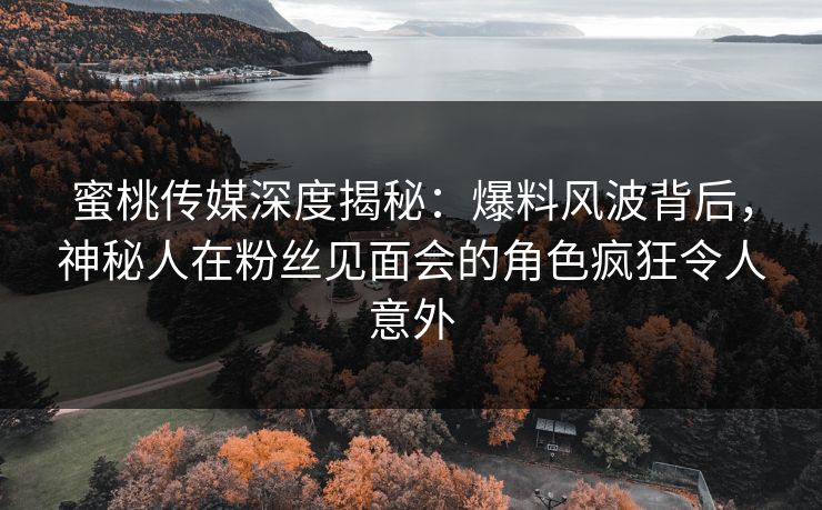 蜜桃传媒深度揭秘：爆料风波背后，神秘人在粉丝见面会的角色疯狂令人意外