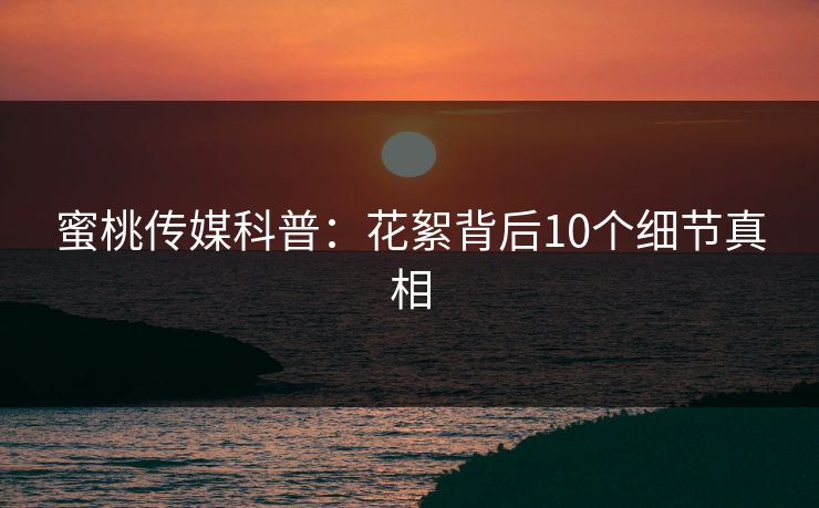 蜜桃传媒科普：花絮背后10个细节真相