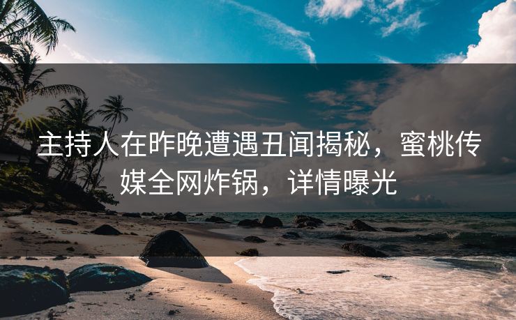 主持人在昨晚遭遇丑闻揭秘，蜜桃传媒全网炸锅，详情曝光
