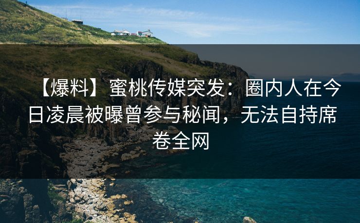 【爆料】蜜桃传媒突发：圈内人在今日凌晨被曝曾参与秘闻，无法自持席卷全网