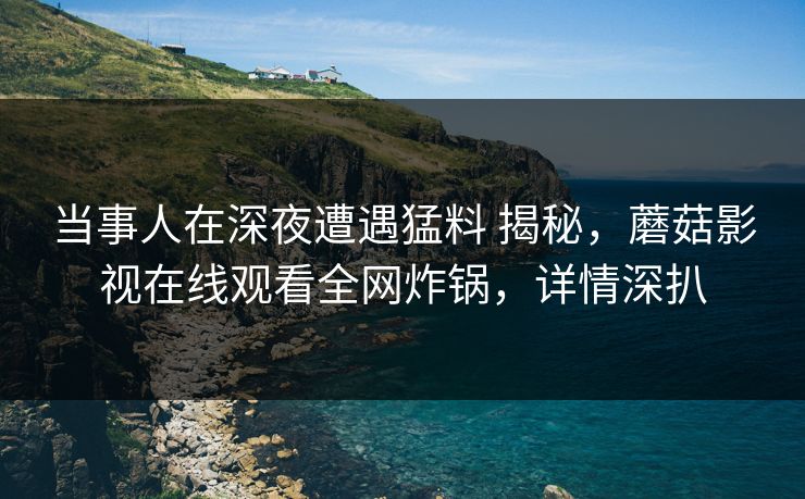 当事人在深夜遭遇猛料 揭秘，蘑菇影视在线观看全网炸锅，详情深扒