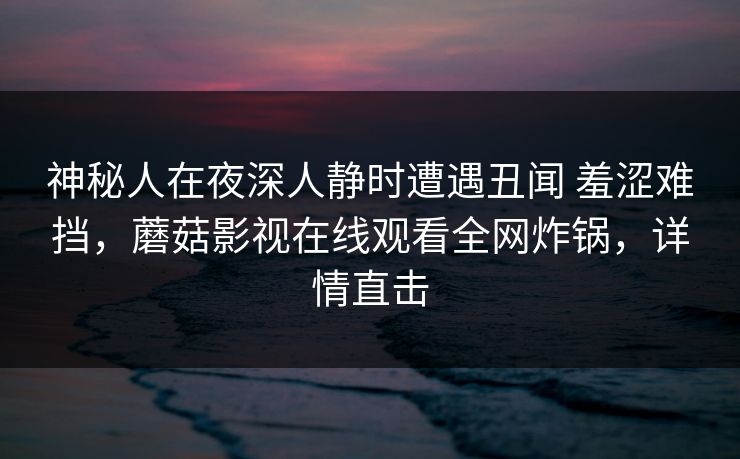 神秘人在夜深人静时遭遇丑闻 羞涩难挡，蘑菇影视在线观看全网炸锅，详情直击
